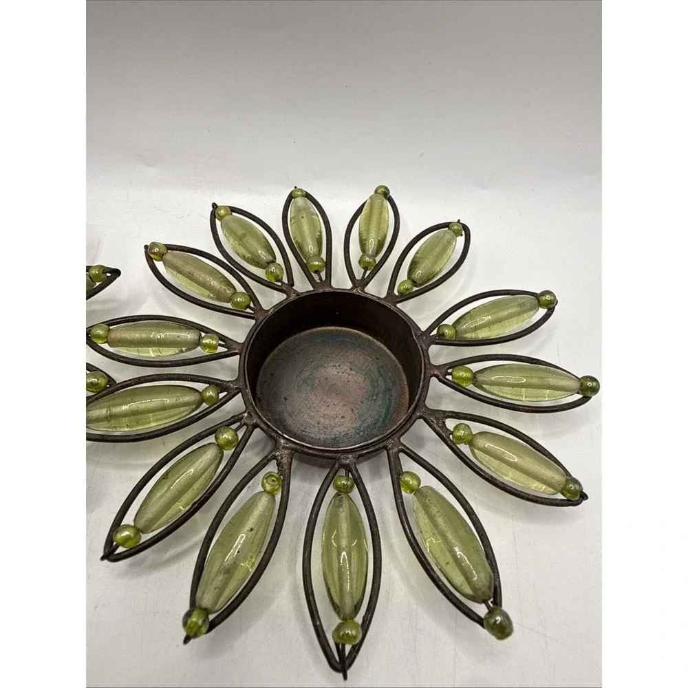 Vintage Metal Sunflower Tea light Candle Holder Set‎ MCM